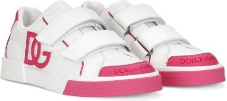 Dolce  Gabbana Kids logo-embossed leather sneakers White