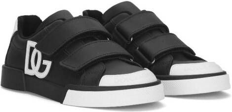 Dolce  Gabbana Kids logo-embossed leather sneakers Black