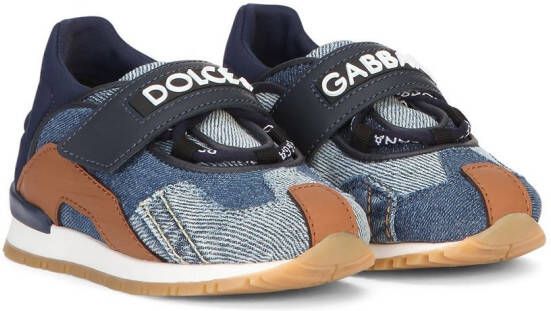 Dolce  Gabbana Kids NS1 patchwork-denim sneakers Blue