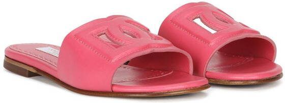Dolce  Gabbana Kids DG Millenials leather sandals Pink