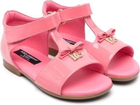 Dolce  Gabbana Kids DG-logo patent-leather sandals Pink