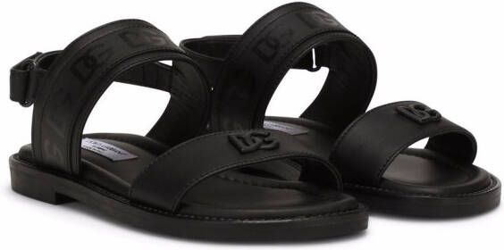 Dolce  Gabbana Kids DG logo touch-strap sandals Black