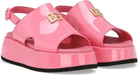 Dolce  Gabbana Kids DG patent-leather sandals Pink