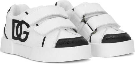 Dolce  Gabbana Kids logo-embossed leather sneakers White