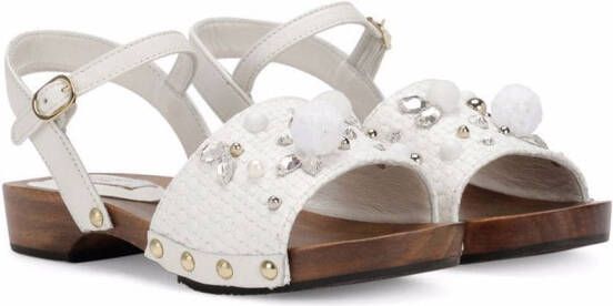 Dolce  Gabbana Kids embellished leather sandals White