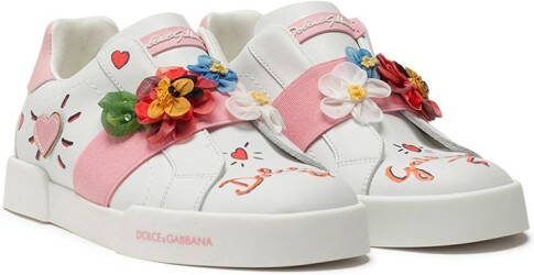 Dolce  Gabbana Kids floral-motif sneakers White