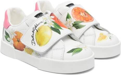 Dolce  Gabbana Kids fruit-print leather sneakers White