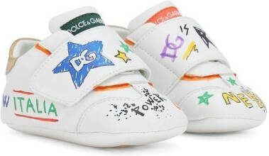 Dolce  Gabbana Kids graffiti-print touch-strap sneakers White
