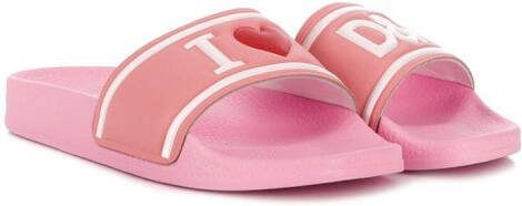 Dolce  Gabbana Kids I love DG slides Pink