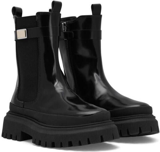 Dolce  Gabbana Kids logo-tag leather Chelsea boots Black