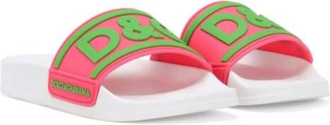 Dolce  Gabbana Kids logo-appliqué slides Pink