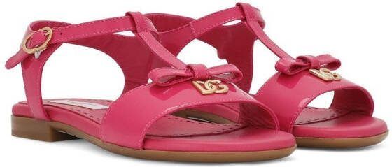 Dolce  Gabbana Kids DG-logo patent leather sandals Pink