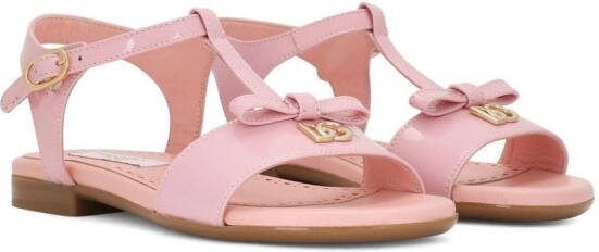Dolce  Gabbana Kids DG-logo patent leather sandals Pink