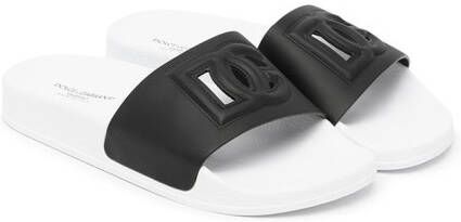Dolce  Gabbana Kids logo-detail two-tone slides Black