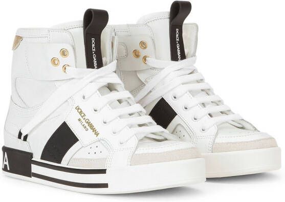 Dolce  Gabbana Kids logo-embossed lace-up sneakers White