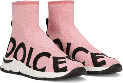Dolce  Gabbana Kids logo-jacquard sock sneakers Pink