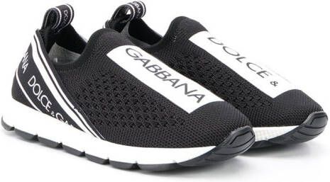 Dolce  Gabbana Kids Sorrento logo-tape slip-on sneakers Black