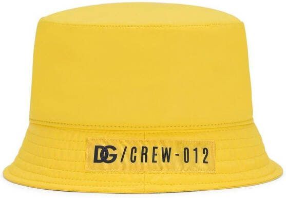 Dolce  Gabbana Kids logo-patch bucket hat Yellow