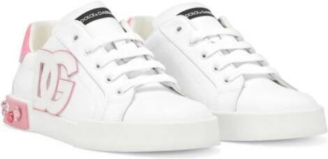 Dolce  Gabbana Kids logo-patch lace-up sneakers White
