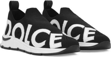 Dolce  Gabbana Kids logo-patch mesh sneakers Black