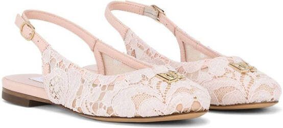 Dolce  Gabbana Kids DG-logo cordonetto-lace slingback sandals Pink