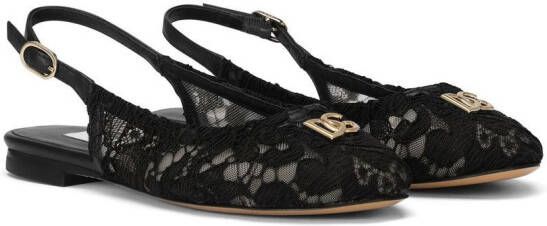 Dolce  Gabbana Kids DG-logo cordonetto-lace slingback sandals Black
