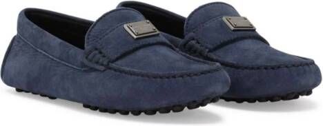 Dolce  Gabbana Kids logo-plaque leather loafers Blue