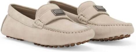 Dolce  Gabbana Kids logo-plaque leather loafers Neutrals