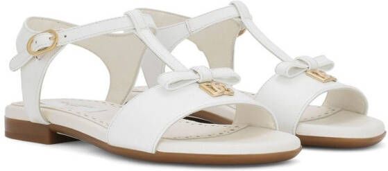 Dolce  Gabbana Kids DG-logo patent leather sandals White