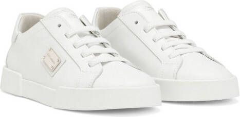 Dolce  Gabbana Kids logo-plaque leather sneakers White