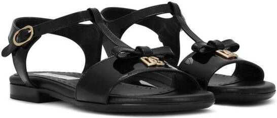 Dolce  Gabbana Kids DG-logo patent leather sandals Black