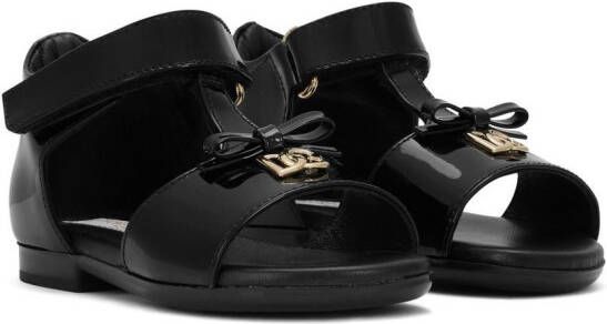 Dolce  Gabbana Kids First Steps patent leather sandals Black