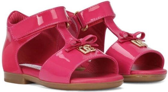 Dolce  Gabbana Kids First Steps patent leather sandals Pink