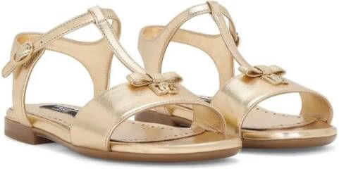 Dolce  Gabbana Kids logo-plaque sandals Gold