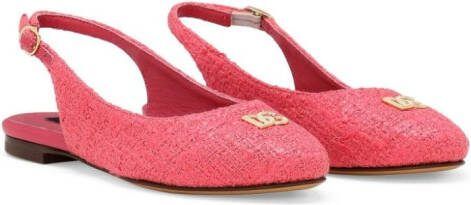 Dolce  Gabbana Kids logo-plaque slingback flats Pink