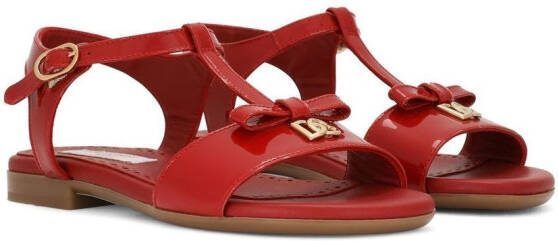 Dolce  Gabbana Kids DG-logo patent leather sandals Red