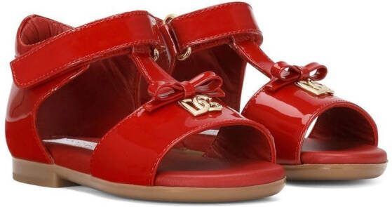 Dolce  Gabbana Kids First Steps patent leather sandals Red