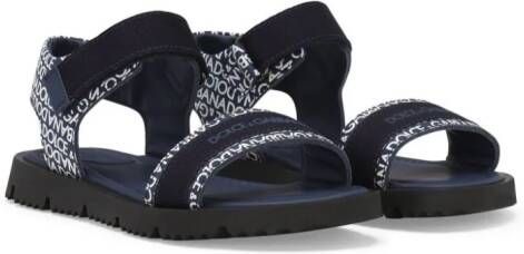 Dolce  Gabbana Kids logo-print leather sandals Blue