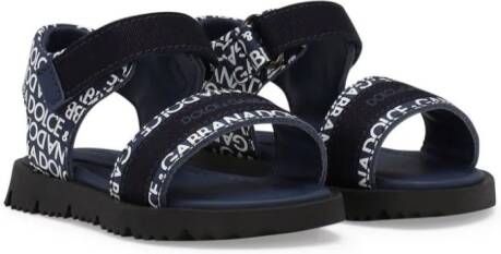 Dolce  Gabbana Kids logo-print leather sandals Blue