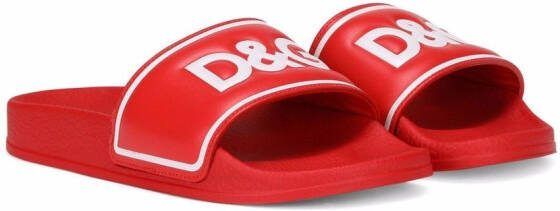 Dolce  Gabbana Kids logo-print leather sandals Red
