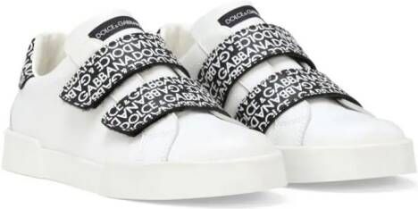 Dolce  Gabbana Kids logo-print leather sneakers White