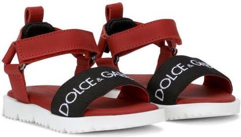 Dolce  Gabbana Kids logo-print open-toe sandals Red