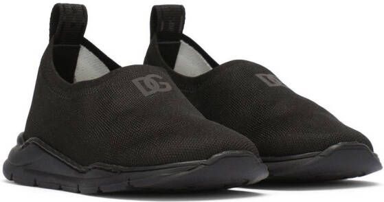 Dolce  Gabbana Kids logo-print slip-on sneakers Black