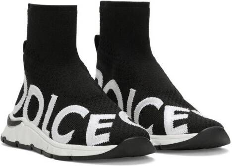 Dolce  Gabbana Kids logo-print sock-style sneakers Black