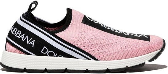 Dolce  Gabbana Kids logo-print sock-style sneakers Pink
