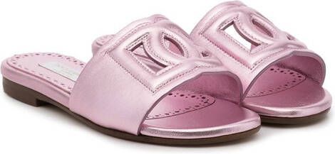 Dolce  Gabbana Kids DG Millenials leather sandals Pink