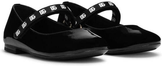 Dolce  Gabbana Kids DG-logo 85mm patent leather mules Black