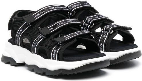 Dolce  Gabbana Kids logo-strap chunky sandals Black