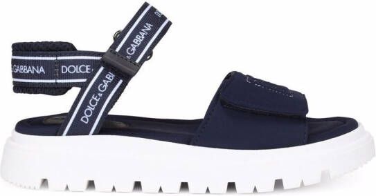 Dolce  Gabbana Kids DG-logo touch-strap sandals Blue