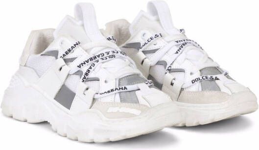 Dolce  Gabbana Kids low-top logo lace-through sneakers White